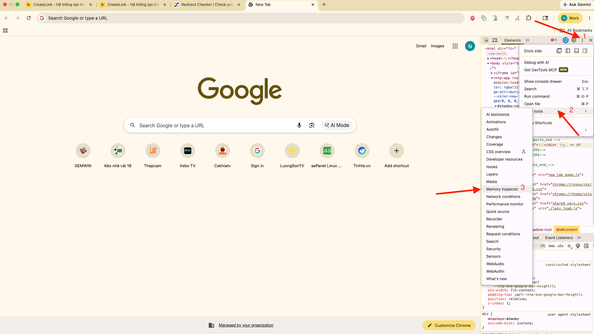 Mở Network conditions trong DevTools